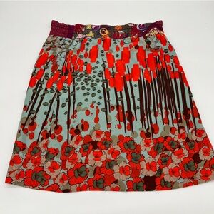 Johnny Was Silk Skirt Medium – Floral Print – Elastic Waistband Needs Repair